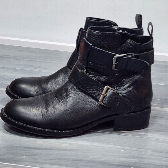 Gentle Souls by Kenneth Cole Best Of Moto Boots Leather Buckle Ankle Sz 10 Black - Picture 4 of 14